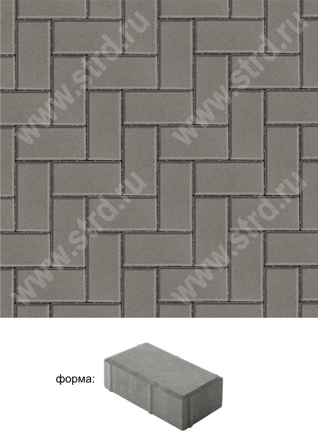 Тротуарная плитка Прямоугольник серый SteinRus